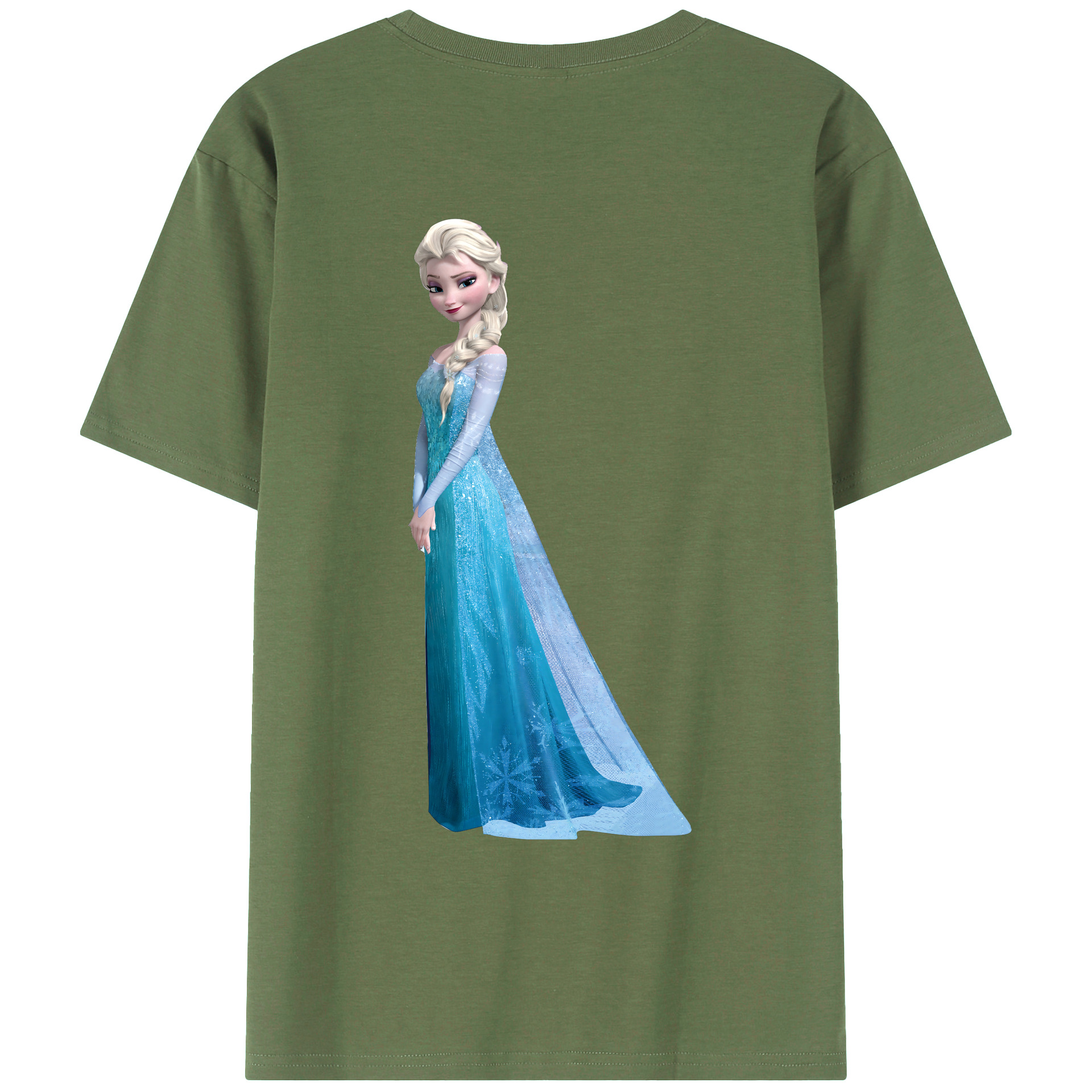 （画像用） アナと雪の女王 アンナ エルサ Frozen Anna Elsa 綿100％ メンズ半袖Tシャツ（バックプリント） 通気性